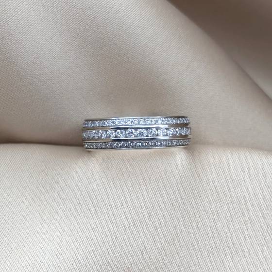 1.00ct VS/E-F Natural Round Cut Diamond Full Eternity Ring in 18k White Gold
