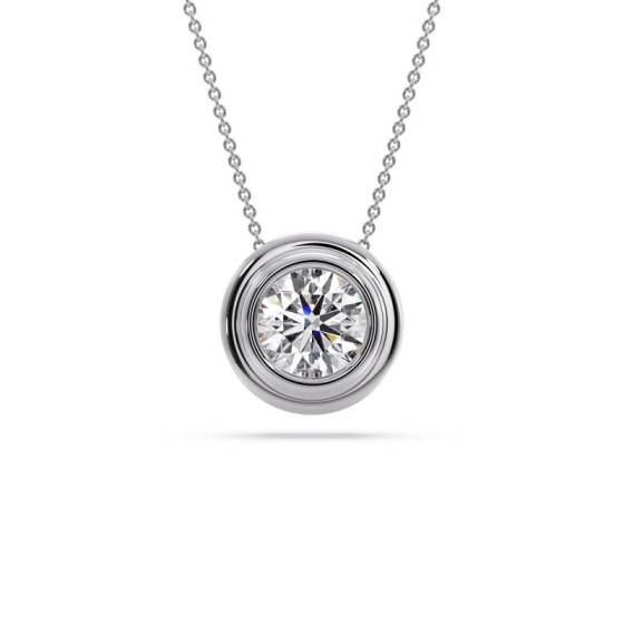 0.30ct SI2/G Natural Round Cut Diamond Bezel Set Pendant and Chain in 9k Yellow Gold