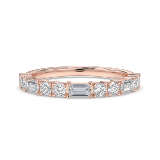 Eternity-Ring mit abwechselnd besetzten Baguette- und Runddiamanten (0,35 ct).