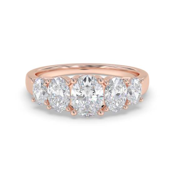 1,10 ct 5-Stein-Ovaldiamant-Ewigkeitsring mit abgestuftem Diamantschliff