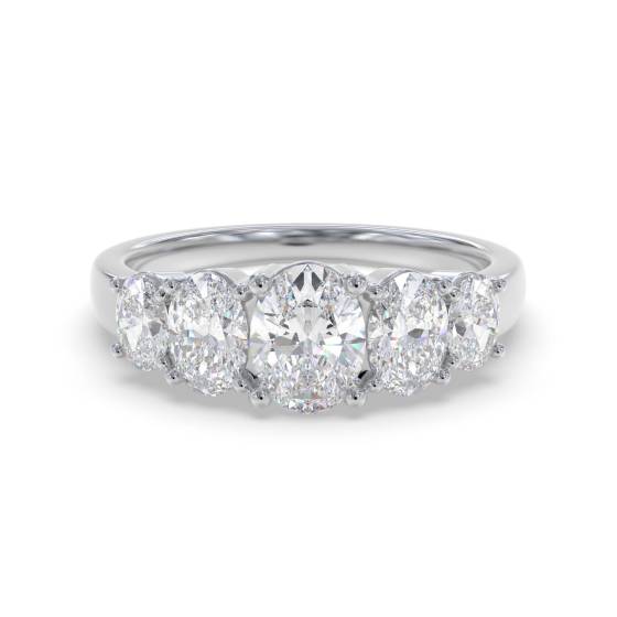 1,10 ct 5-Stein-Ovaldiamant-Ewigkeitsring mit abgestuftem Diamantschliff