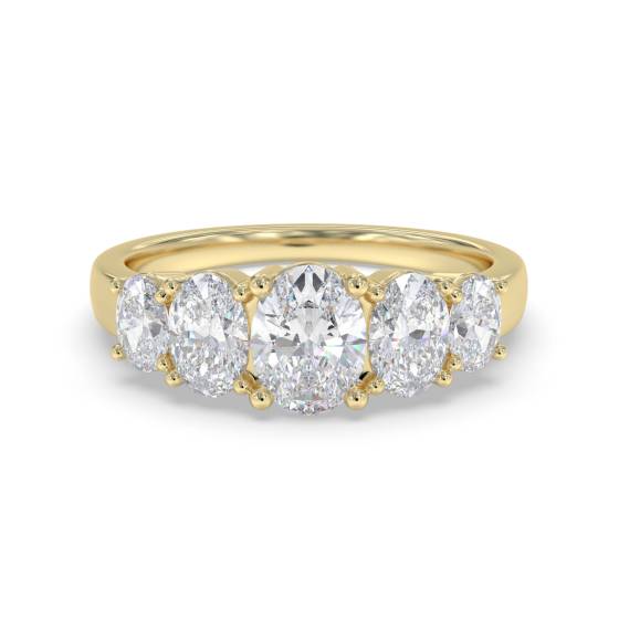 1,10 ct 5-Stein-Ovaldiamant-Ewigkeitsring mit abgestuftem Diamantschliff