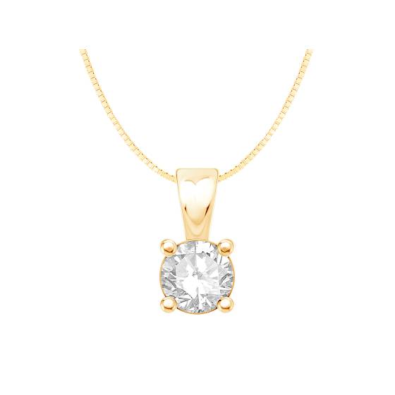 0.32ct VS/F-G Natural Round Cut Diamond Solitaire Pendant in 9k Yellow Gold