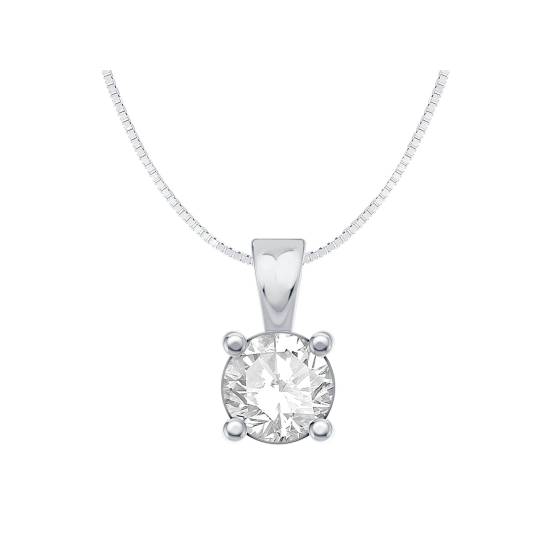 0.53ct VS/F-G Natural Round Cut Diamond Solitaire Pendant in 9k White Gold