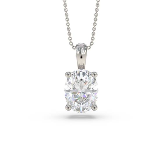 Ovaler Anhänger mit im Labor gezüchtetem Diamanten in Vier-Krappen-Fassung
