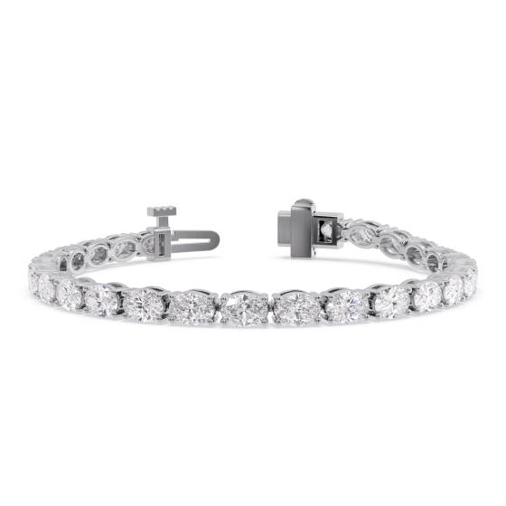7-Karat-Ovaldiamant-Armband mit horizontaler Fassung – Designerarmband