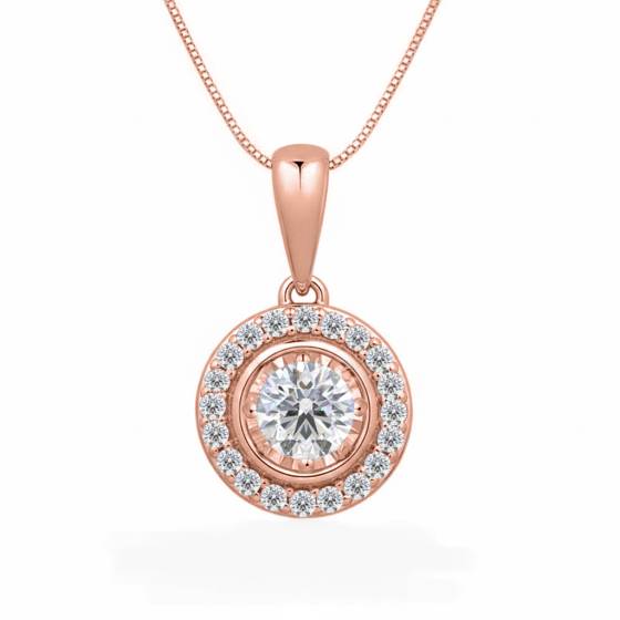 Anhänger mit rundem Diamanten (0,25 ct) und Halo-Fassung