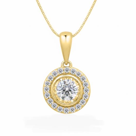 Anhänger mit rundem Diamanten (0,25 ct) und Halo-Fassung