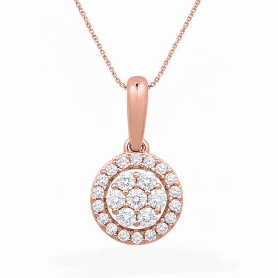 Anhänger mit rundem Diamanten (0,25 ct) und Halo-Fassung