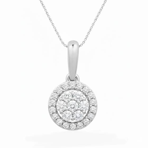 Anhänger mit rundem Diamanten (0,25 ct) und Halo-Fassung