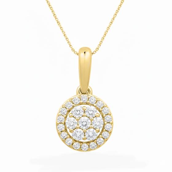 Anhänger mit rundem Diamanten (0,25 ct) und Halo-Fassung