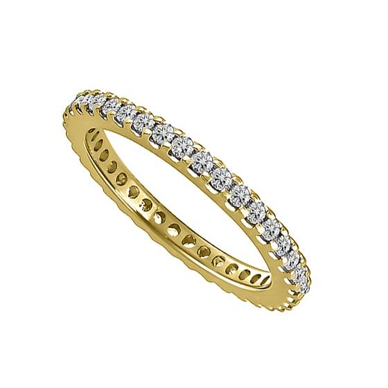 Eleganter 2-mm-Ring mit rundem Diamanten, durchgehendem Ewigkeitsschliff