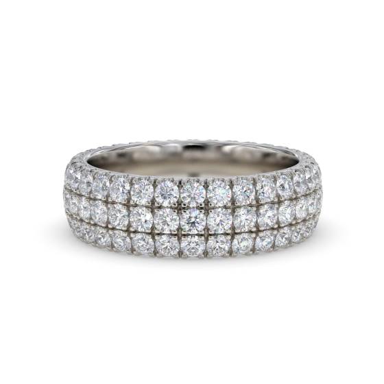 Eleganter, mehrreihiger Ring mit rundem Diamanten (2,75 ct)