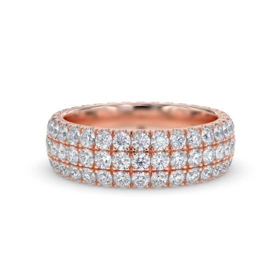 Eleganter, mehrreihiger Ring mit rundem Diamanten (2,75 ct)
