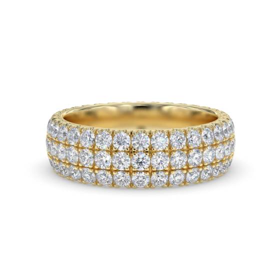 Eleganter, mehrreihiger Ring mit rundem Diamanten (2,75 ct)