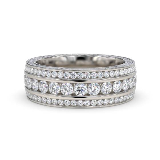 2,50 ct dreireihiger Diamant-Ewigkeits- und Abendring