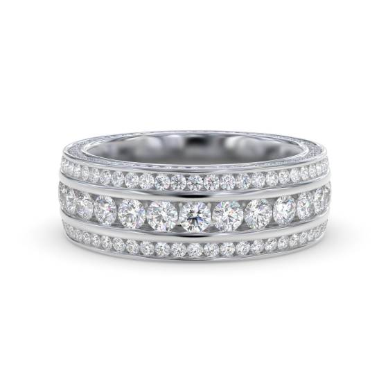 2,50 ct dreireihiger Diamant-Ewigkeits- und Abendring