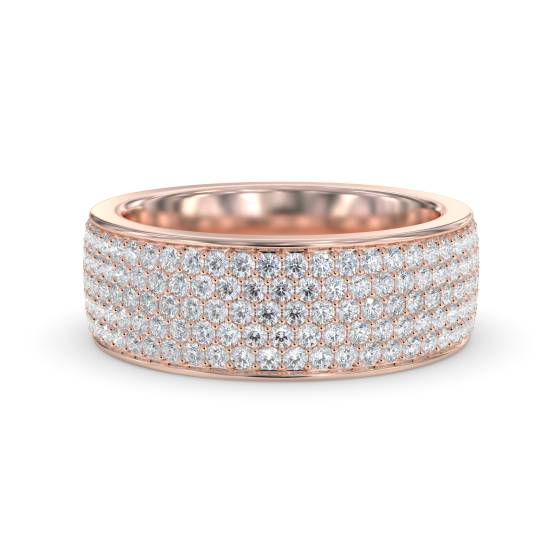 Eleganter, mehrreihiger Ring mit rundem Diamanten (2,50 ct).