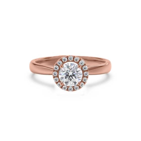 Zierlicher runder Diamant-Halo-Ring
