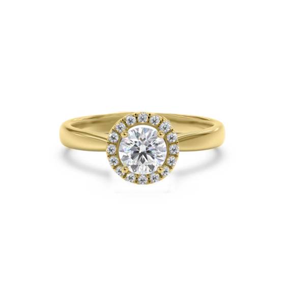 Zierlicher runder Diamant-Halo-Ring