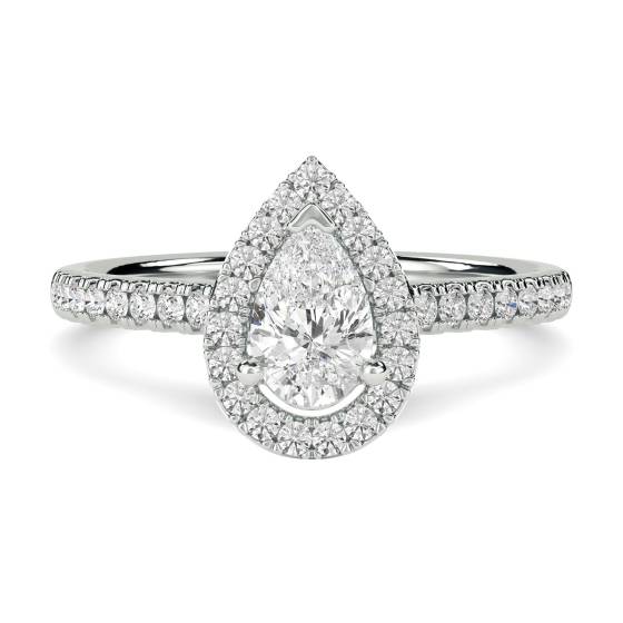 0,78 ct VS/F-G Birnen- und Runddiamant-Clusterring aus natürlichen Diamanten