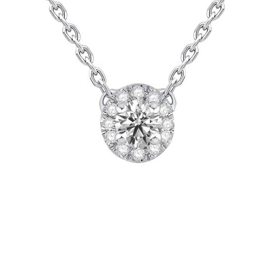 Halo-Anhänger mit rundem, natürlichem Diamanten (0,26 ct, VS/F-G)