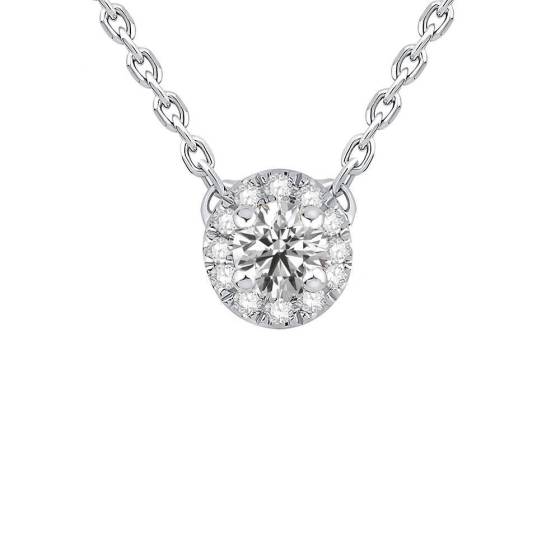 Halo-Anhänger mit rundem, natürlichem Diamanten (0,26 ct, VS/F-G)