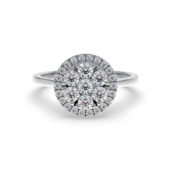 0,52 ct VS/E-F Runder Naturdiamant-Clusterring