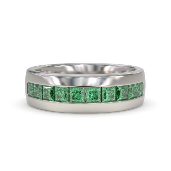 6,5 mm Herrenring mit Prinzess-Smaragd-Edelsteinfassung