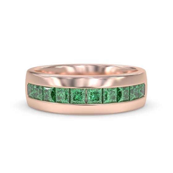 6,5 mm Herrenring mit Prinzess-Smaragd-Edelsteinfassung