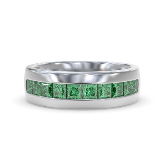 6,5 mm Herrenring mit Prinzess-Smaragd-Edelsteinfassung
