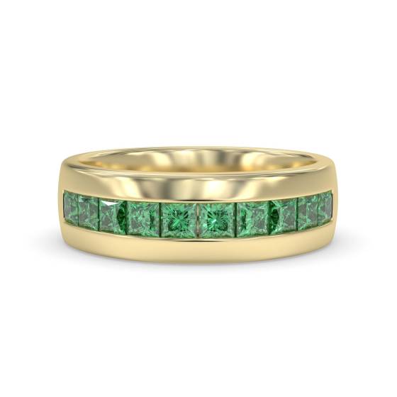 6,5 mm Herrenring mit Prinzess-Smaragd-Edelsteinfassung