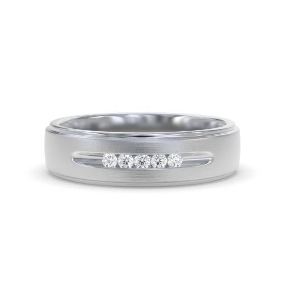 0,10 ct VS/F-G 5,5 mm Herrenring mit rundem Naturdiamanten