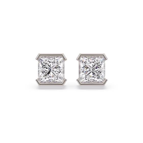 Ohrstecker mit Diamanten im Prinzessschliff-Halbfassung