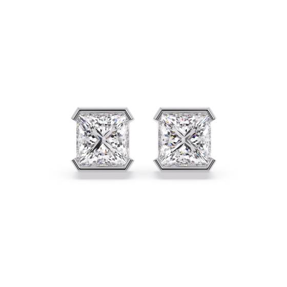 Ohrstecker mit Diamanten im Prinzessschliff-Halbfassung