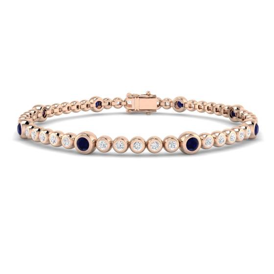 Armband mit rundem, blauem Saphir (1,70 ct, VS/E-F) und Diamantfassung