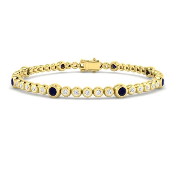 Armband mit rundem, blauem Saphir (1,70 ct, VS/E-F) und Diamantfassung