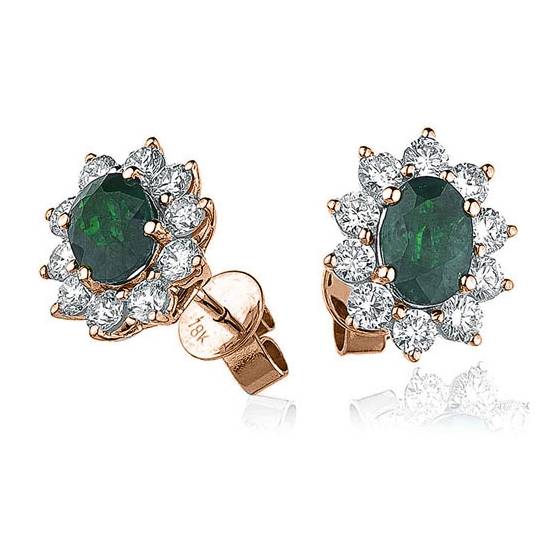 Smaragd- und Diamant-Cluster-Ohrringe