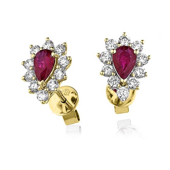 Rubin- und Diamant-Cluster-Ohrringe
