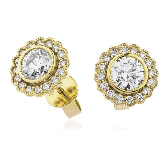Einzigartige Halo-Ohrringe mit einem runden Diamanten (1,00 ct).