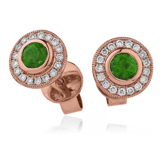 Runde Smaragd- und Diamant-Cluster-Ohrringe