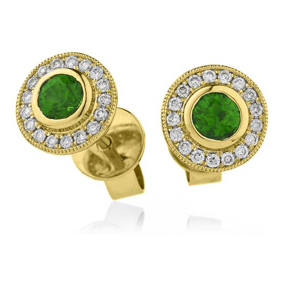 Runde Smaragd- und Diamant-Cluster-Ohrringe