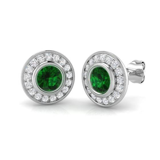 Ohrringe mit Smaragd und Diamanten (1,30 ct, VS/E-F)