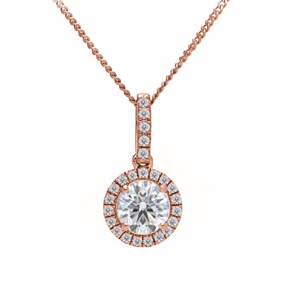 Runder Diamant-Anhänger mit Halo-Fassung