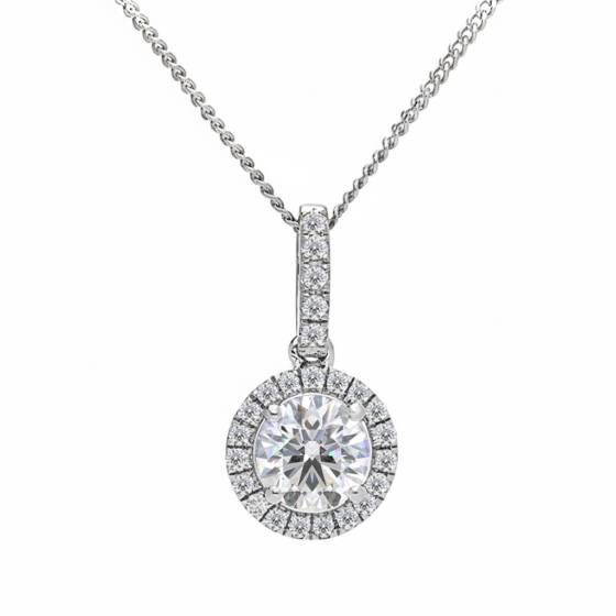Runder Diamant-Anhänger mit Halo-Fassung