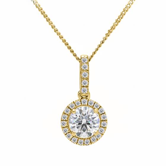 Runder Diamant-Anhänger mit Halo-Fassung