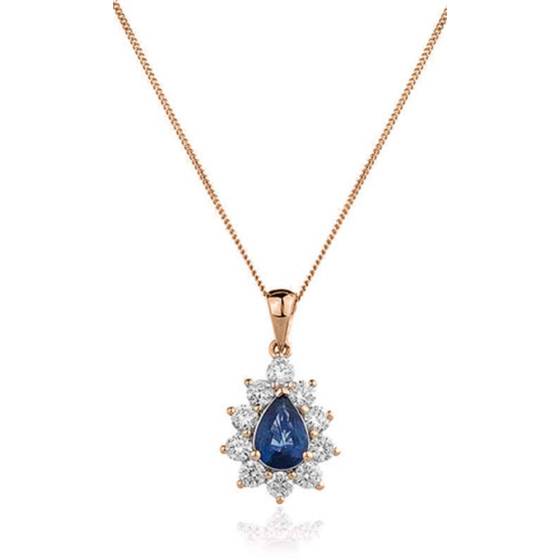 Anhänger aus blauem Saphir und Diamanten