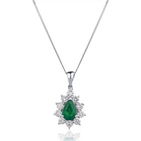 Birnenförmiger Smaragd- und Diamantanhänger (1,10 ct)