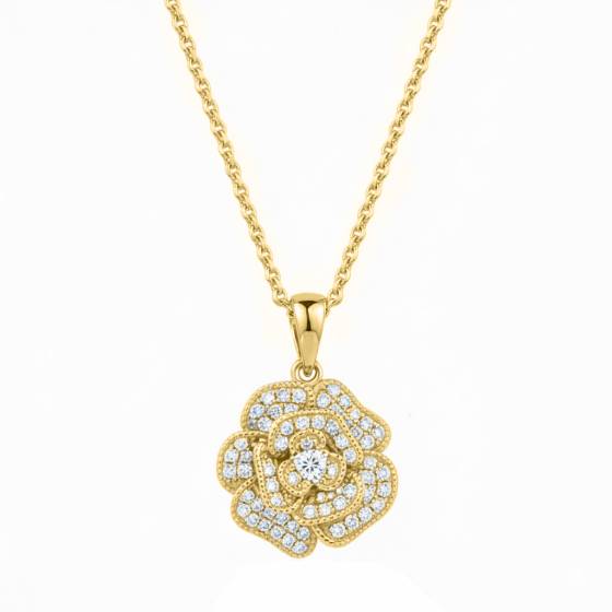 Anhänger mit rundem, natürlichem Diamantcluster (0,25 ct, VS/E-F)