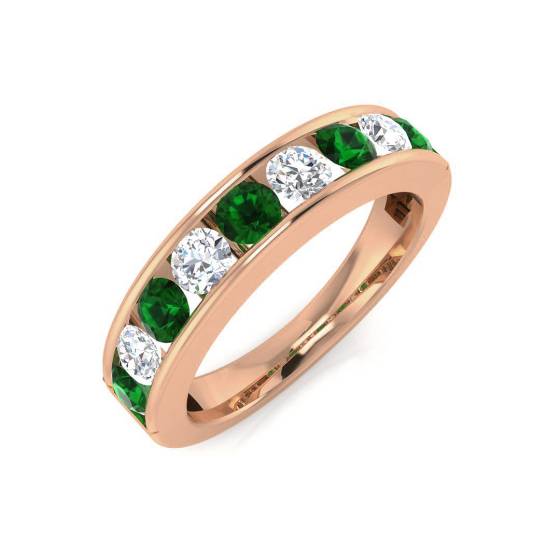 Halb-Ewigkeitsring mit Smaragd und Diamanten (1,10 ct, VS/E-F)